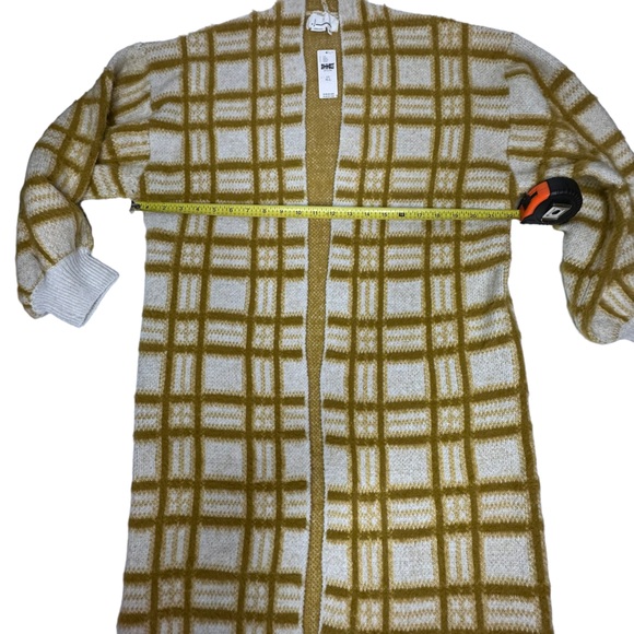 Final Price NWT Anthropologie Windowpane Knit Open Cardigan Coatigan one size - Picture 7 of 13